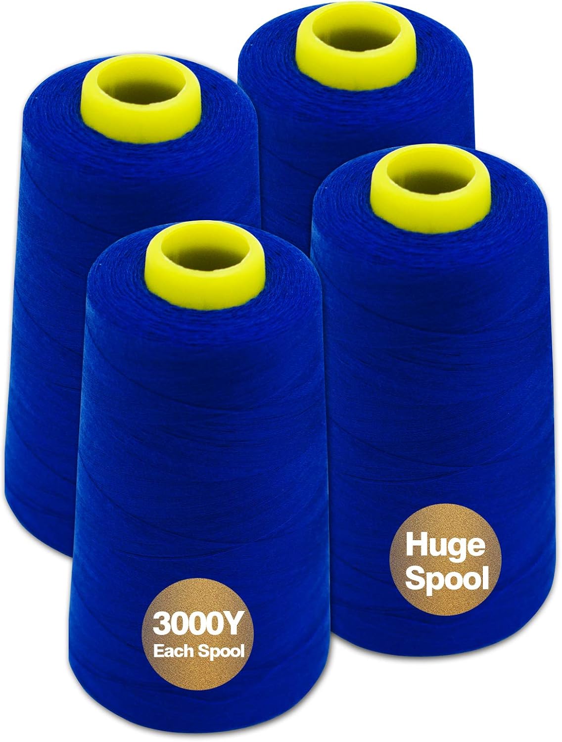 Black Serger Thread, All-Purpose Thread for Sewing, Polyester, 4 Cones of 3000 Yards Each Spool for Sewing Machine
