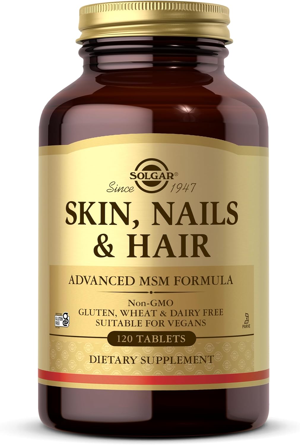 Solgar Skin, Nails & Hair, Advanced MSM Formula, 120 Tablets, Non GMO | Supports Collagen for Hair, Nail and Skin Health, Provides Zinc, Vitamin C & Copper, Vegan, Gluten & Dairy Free - 60 Servings