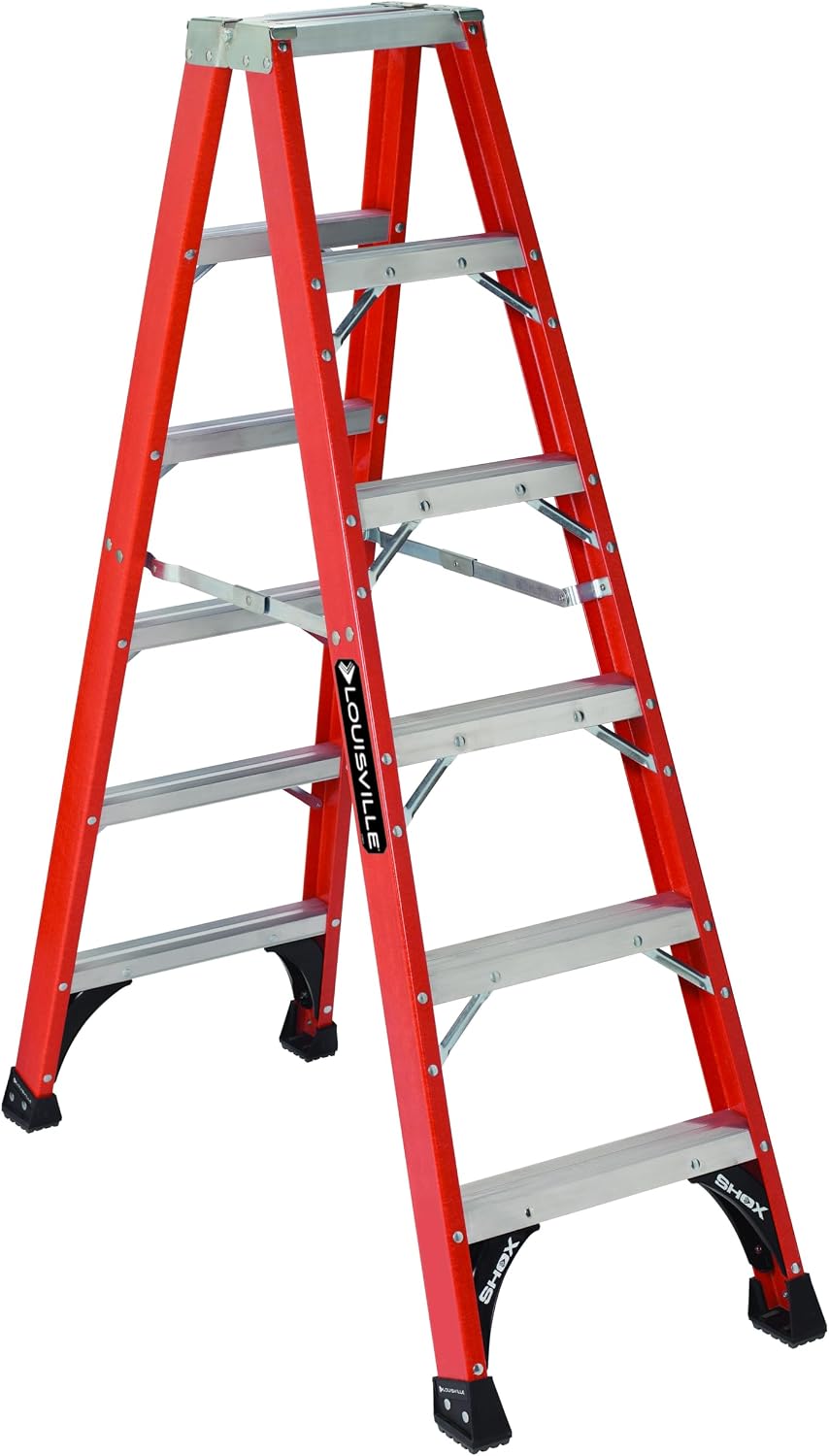 Louisville Ladder 14-Foot Fiberglass Twin Front Step Ladder, 375-Pound Load Capacity, Type IAA, FM1414HD