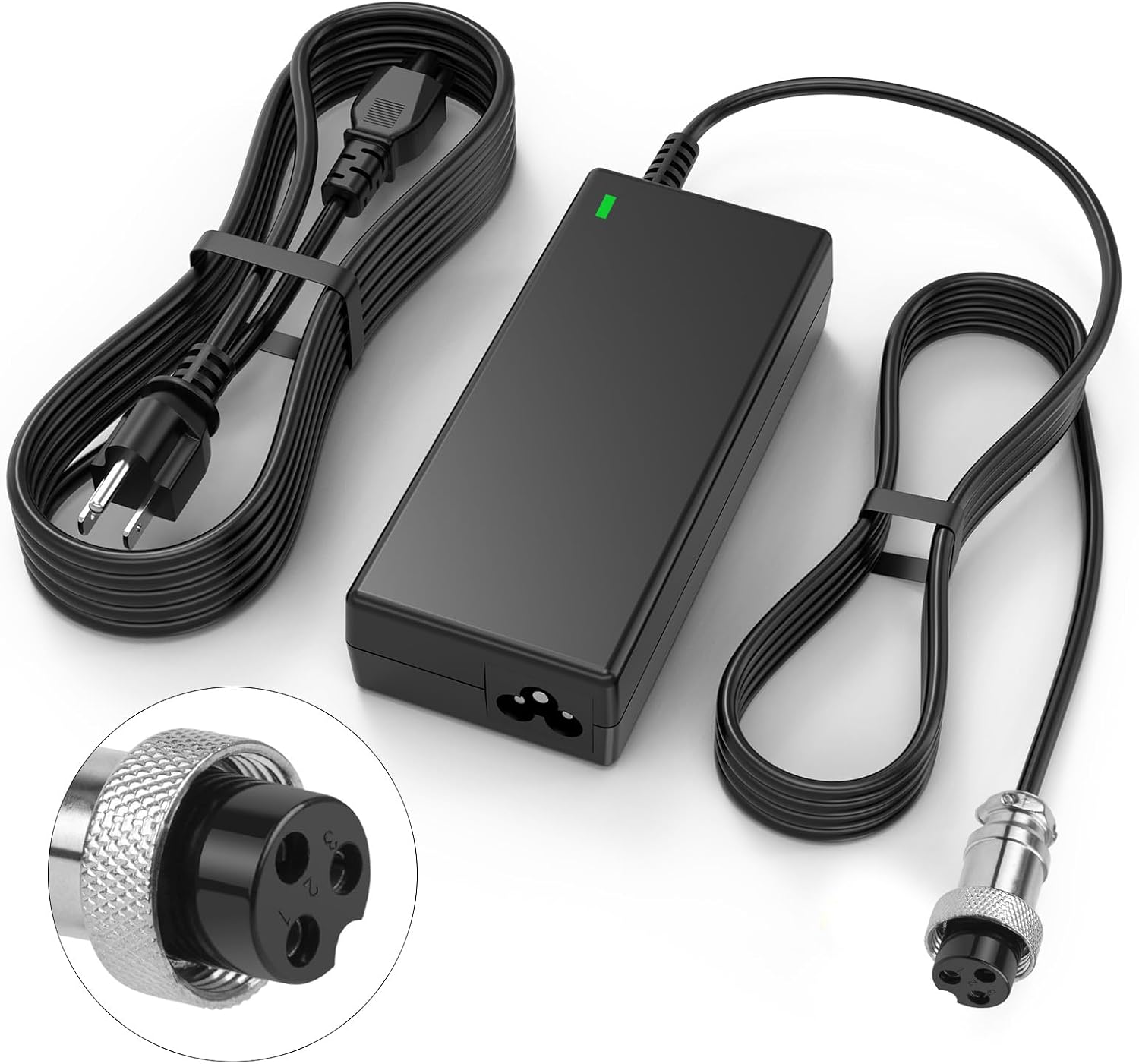 36V 1.8A Female 3-Pin XLR Lead Acid Battery Charger with 3-Prong Inline Power Supply Cord for 36V Boreem Jia, Minimoto, Rad2Go, Electric Scooter, ATV