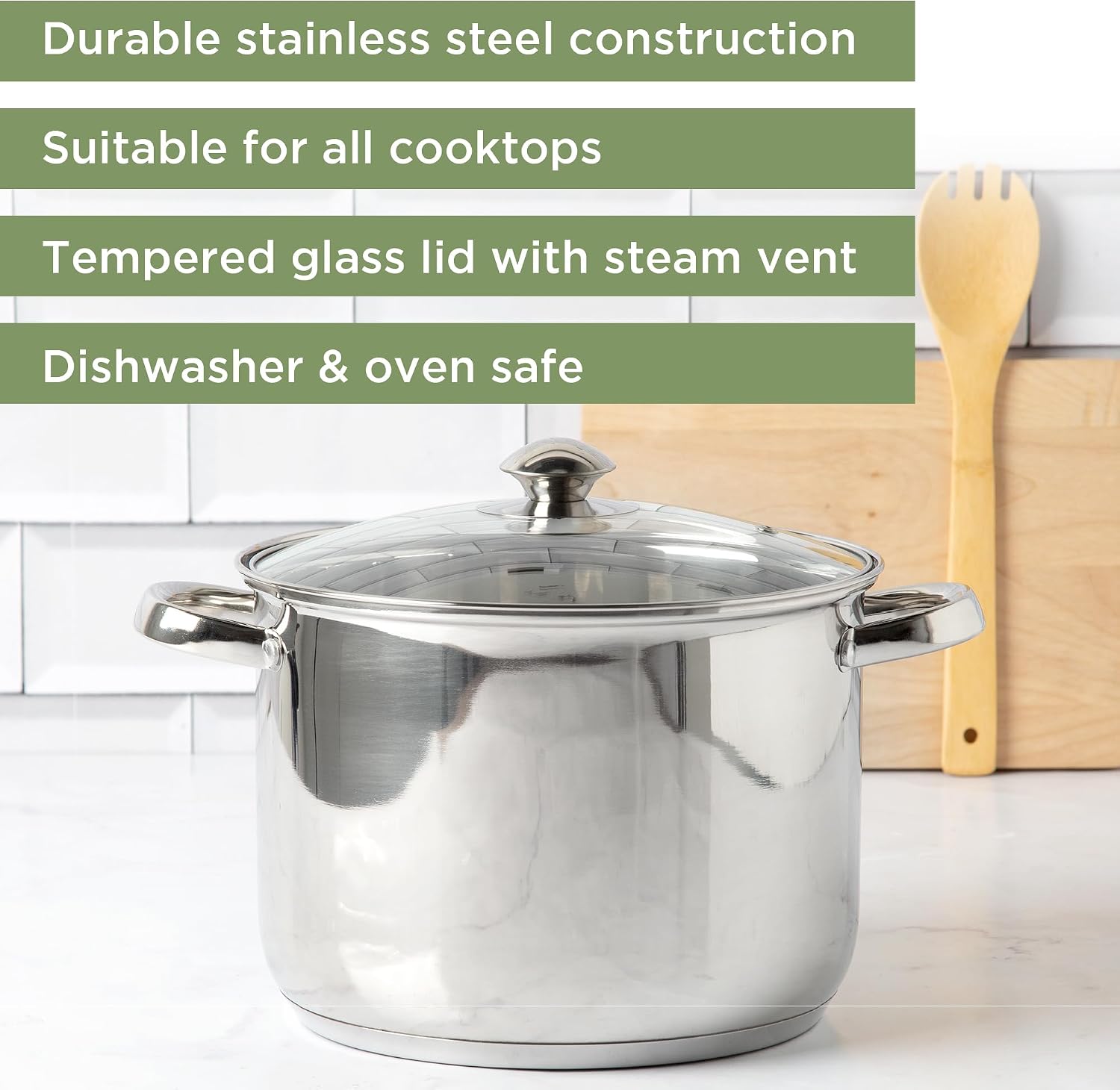 Ecolution Stainless Steel Sauce Pan, Encapsulated Induction Ready Cooking Pot with Glass Lid, Oven Safe, Dishwasher Safe Soup Pot, 2-Quart