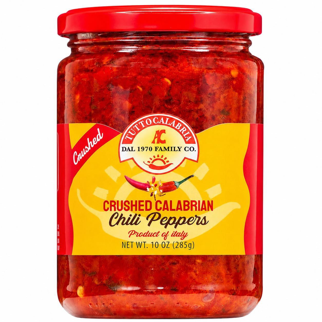 TUTTOCALABRIA Crushed Calabrian Chili Peppers, Spicy Condiment, 10 oz | Crushed Chili Pepper Condiment in Extra Virgin Olive Oil for Pasta, Pizza