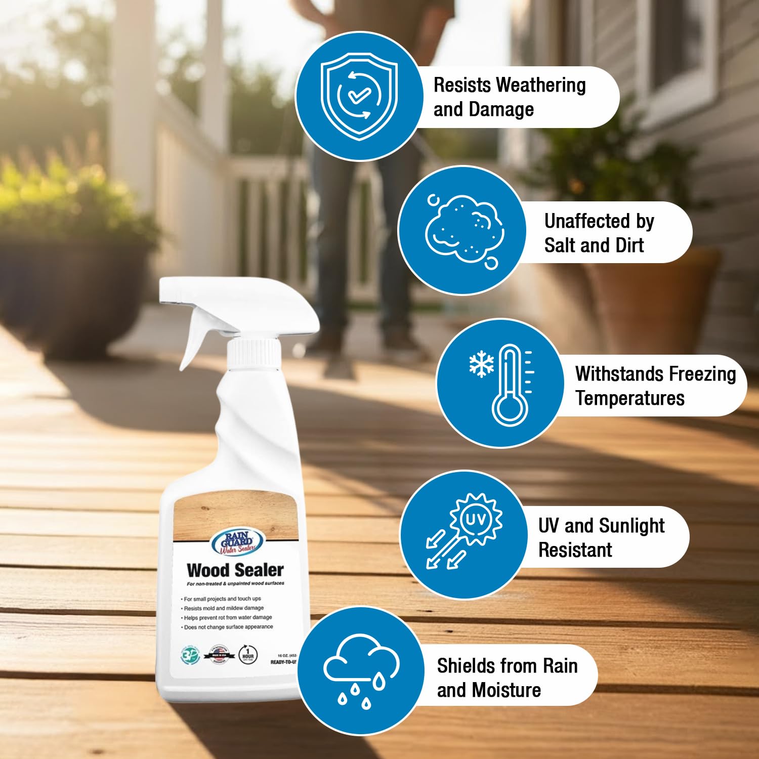 Rain Guard Wood Sealer Concentrate | Makes 2 Gallon | Protects Wood from Water Damage, Rotting, and Stains | Water Based Silane/Siloxane | Eco-Friendly | VOC-Free | Natural Finish