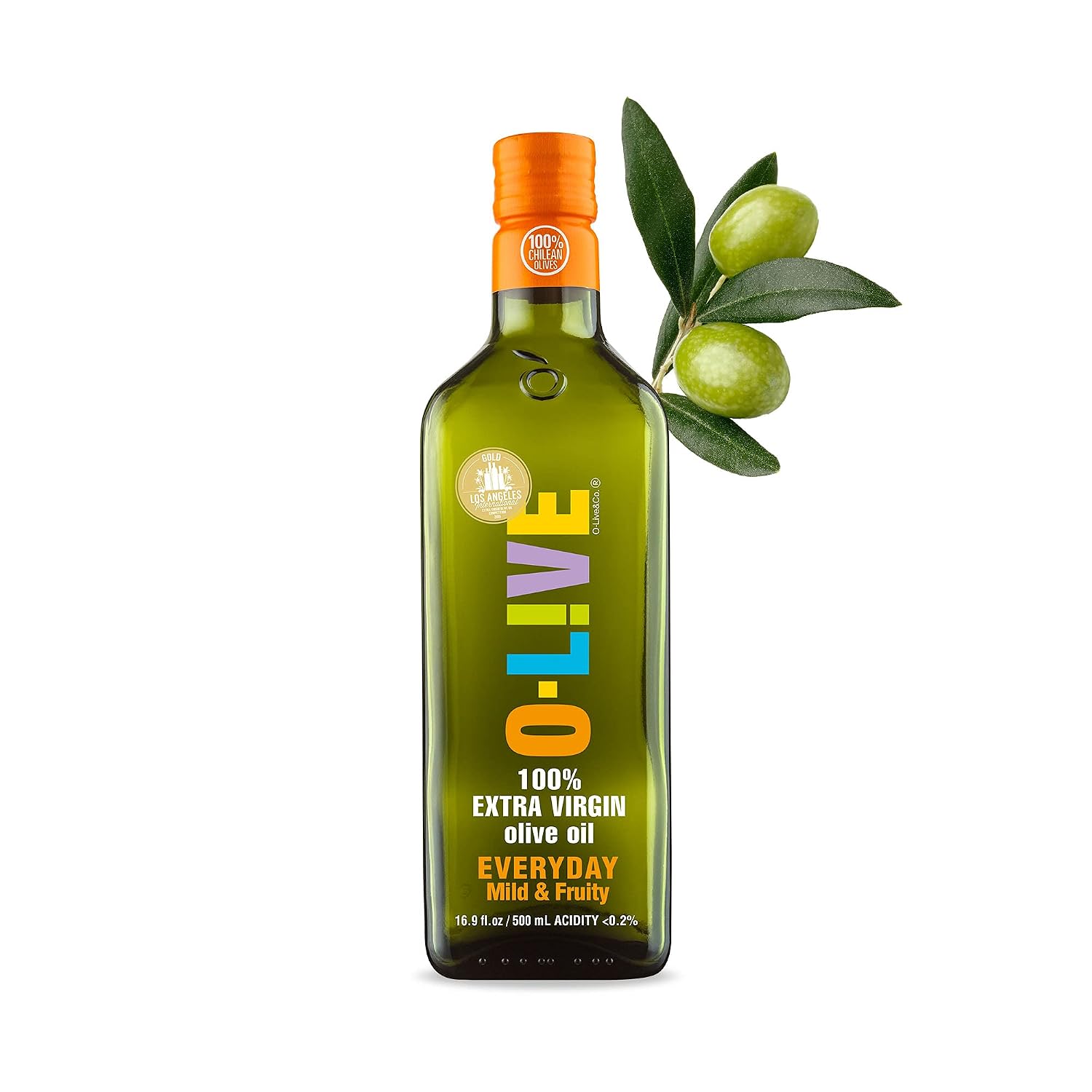 O-Live & Co. 25 Fl Oz 100% Extra Virgin Olive Oil - No Additive - Single Origin Versatile EVOO - First Cold Pressed - Polyphenol Rich - Glass Bottle - New Harvest - Award Winner
