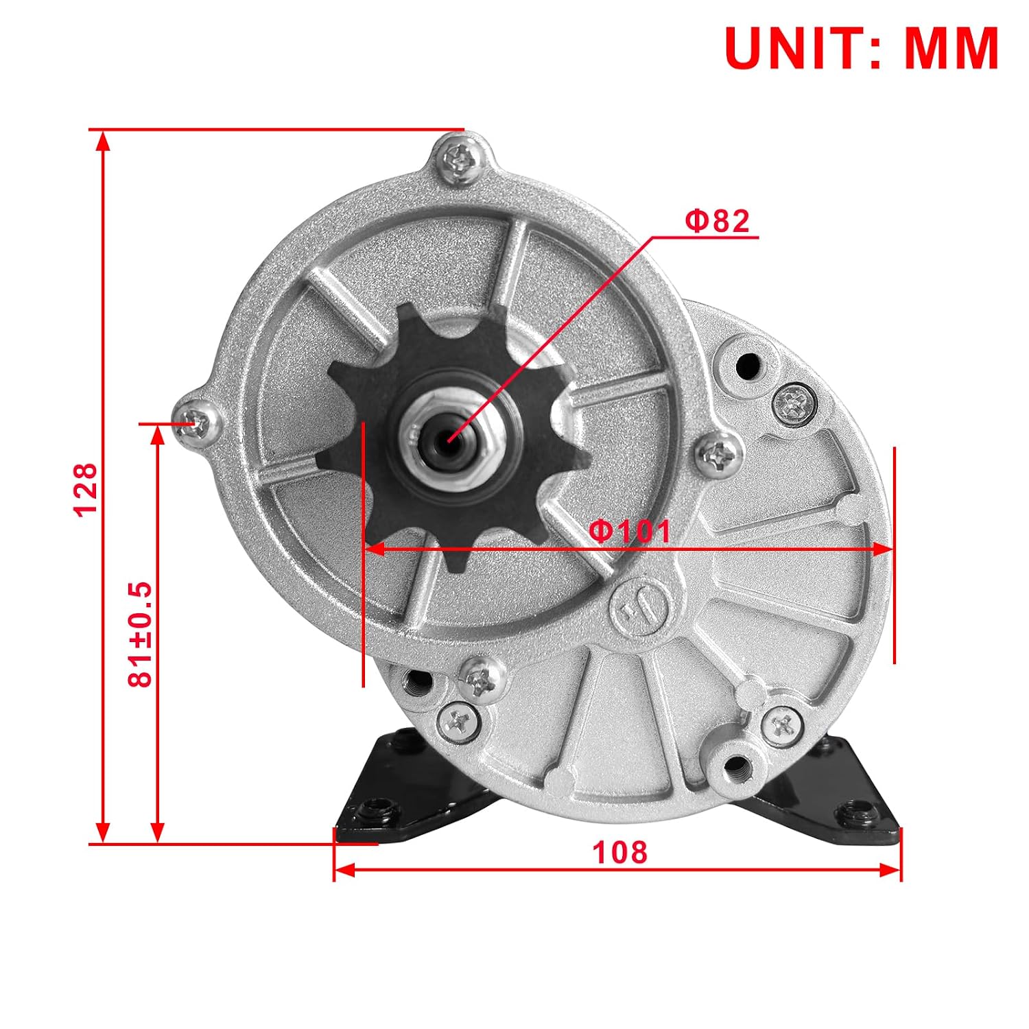 24 Volt 350 Watt MY1016Z3 Gear Reduction Electric Motor with 9 Tooth Sprocket for E Scooter