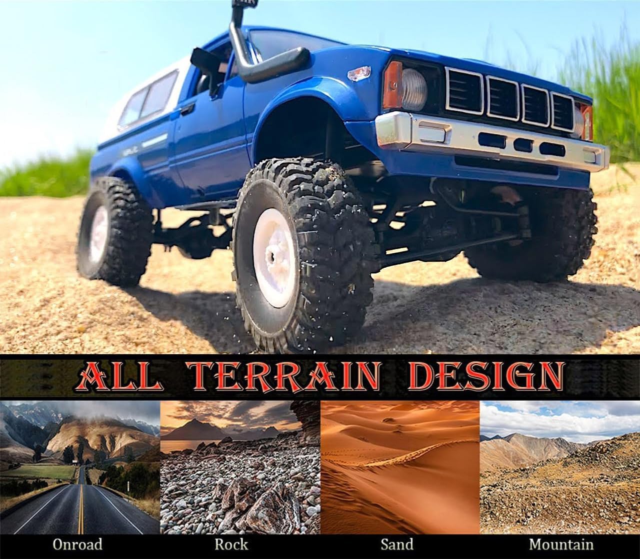 RC Crawler WPL C24 RC Rock Crawler RC Truck 4x4 1/16 Scale All Terrain | Remote Control Pickup Off Road RTR with 2.4 GHz Proportional Throttle