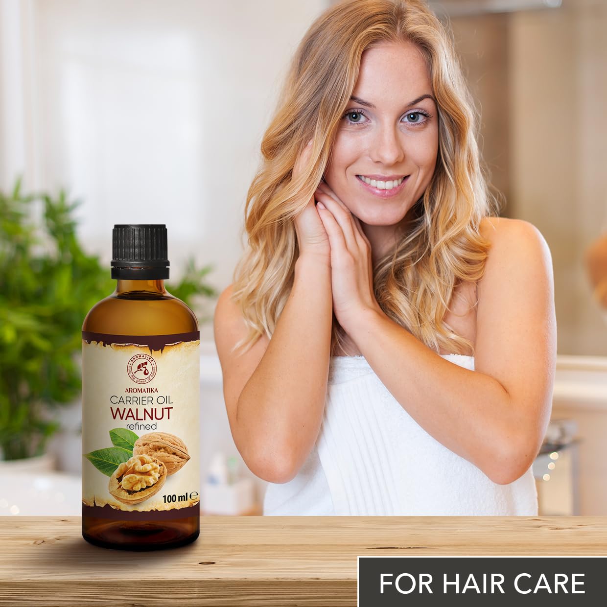 AROMATIKA Walnut Oil 1.7 Fl Oz (50ml) - Juglans Regia Seed Oil - USA - 100% Pure & Natural - Intensive for Face Care - Body - Hair - Skin - Nails - Hands - Good w/Essential Oil