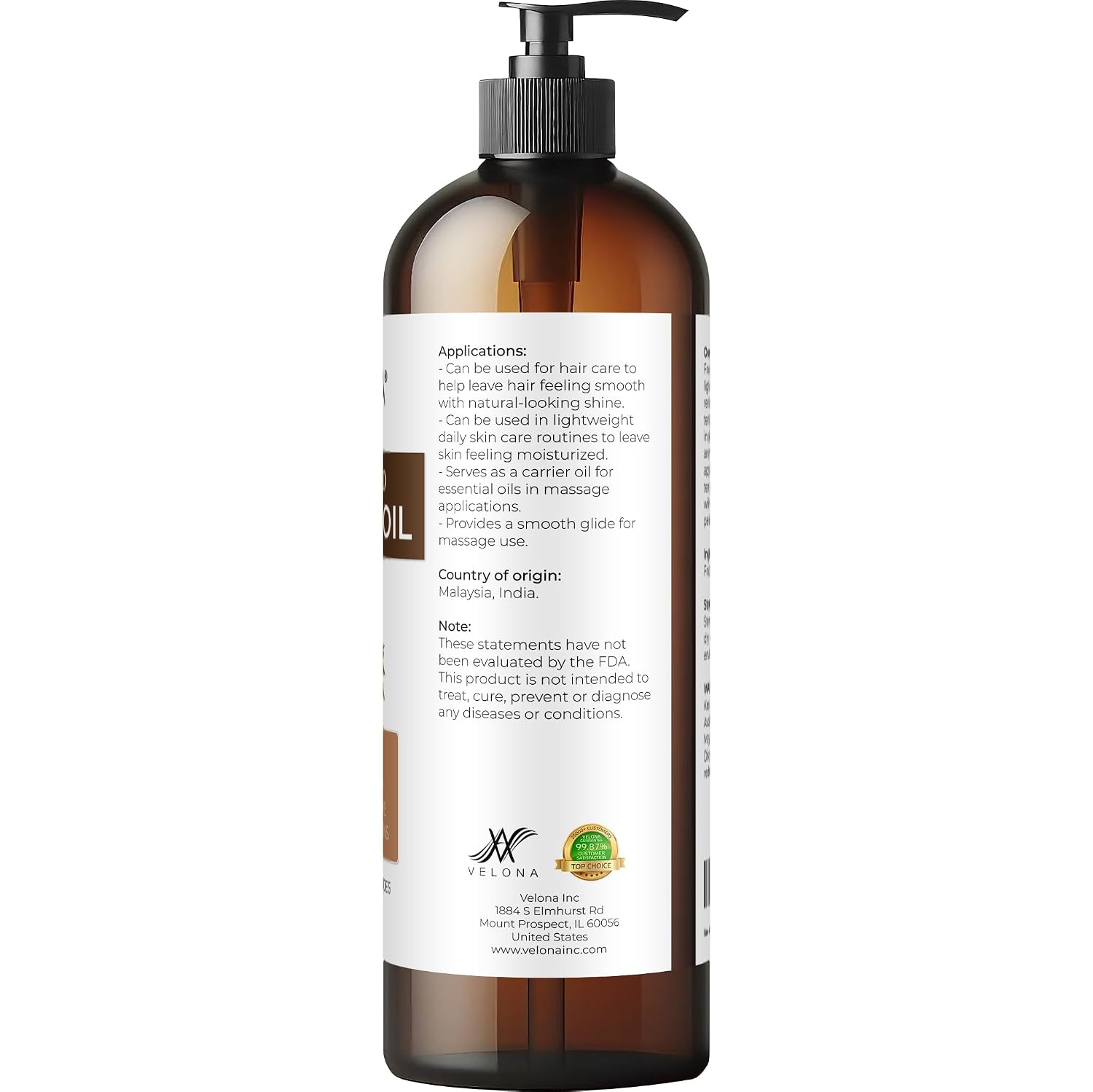 velona MCT Coconut Oil - 16 fl oz, Fractionated, with Pump