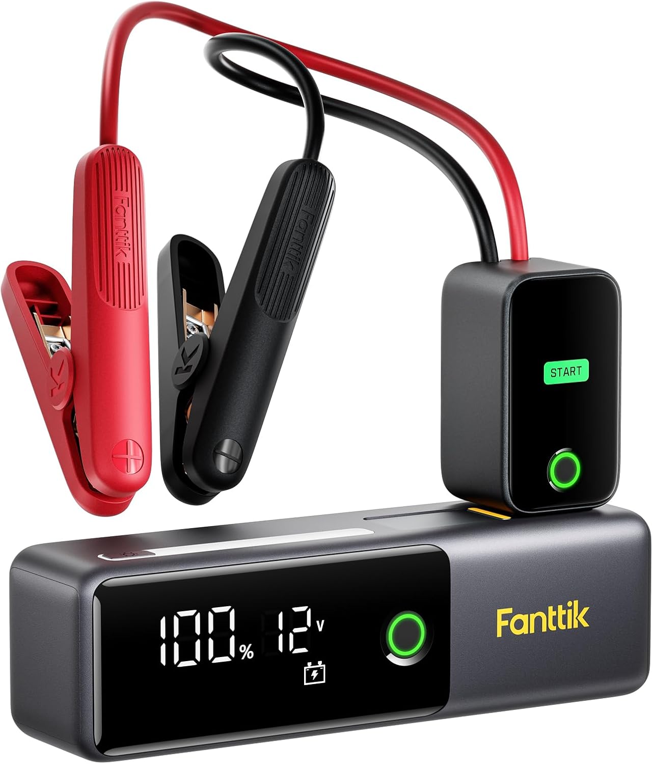 Fanttik Potent T10 1800A Portable Jump Starter for 7.0L Gas and 5.0L Diesel | 12V Safe Lithium, 12000mAh Power Bank, Retractable Charging Cable