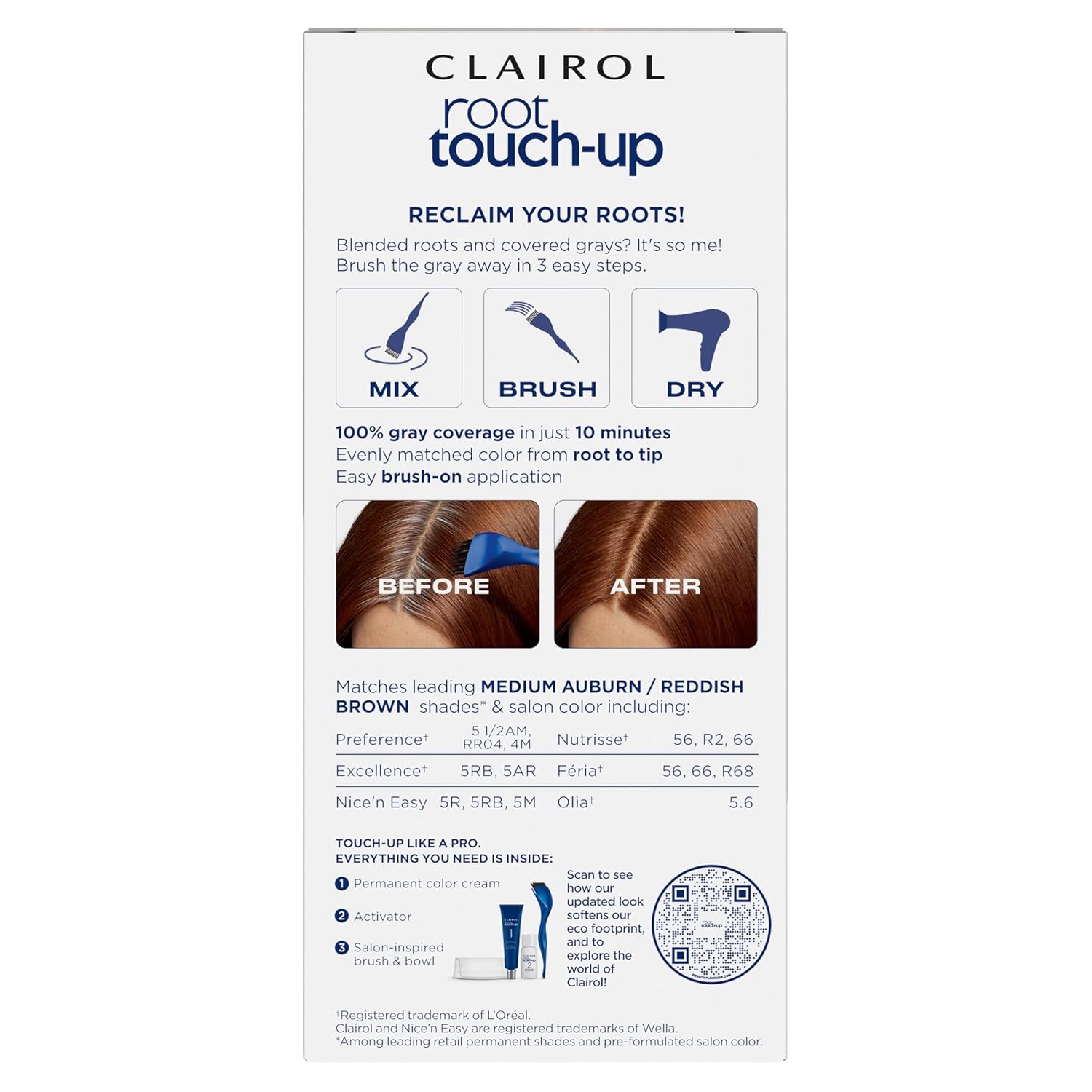 Clairol Root Touch Up Permanent Hair Dye, 6 Light Brown, Pack of 2