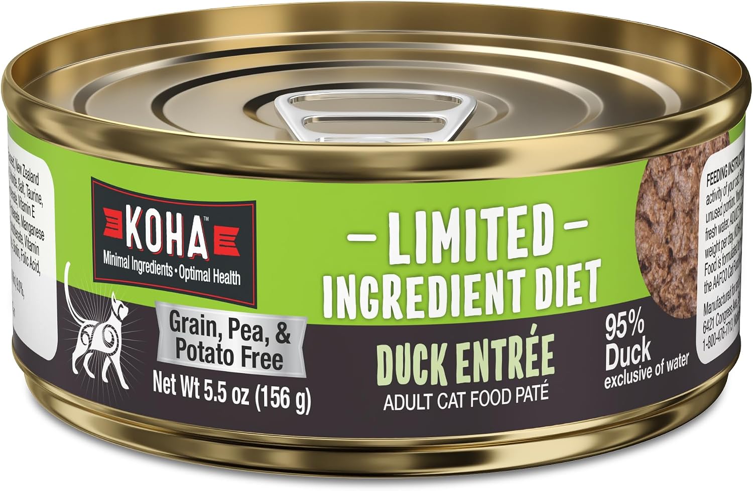 KOHA Limited Ingredient Diet Kangaroo Pate for Cats, 5.5 oz Pack of 24 | Single meat protein, sensitive stomach formula, no fillers, wet cat food, made in USA