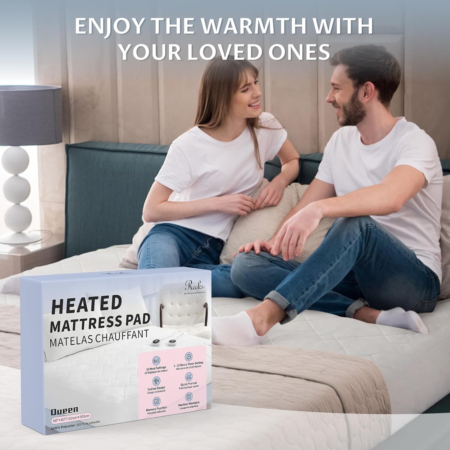 Heated Mattress Pad King, 3D Air Fabric, Preheat & Memory for Cold Winter