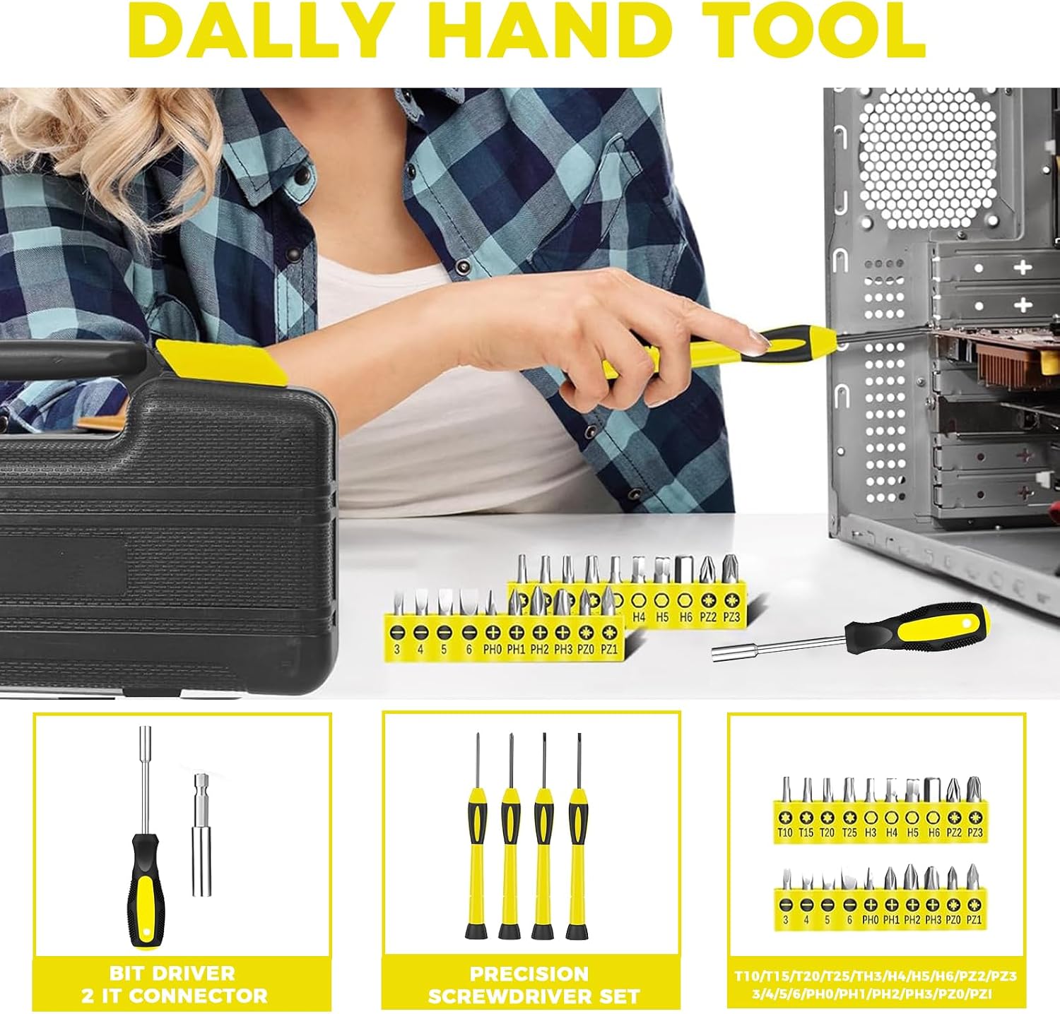 39-Piece Household Tools Kit - Small Basic Home Tool Set with Plastic Toolbox - Great for College Students, Household Use & More