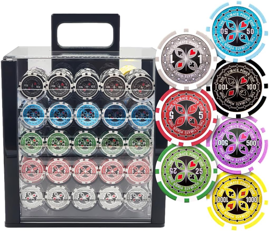 MRC 1000pcs Ultimate Laser Poker Chips Set with Acrylic Case Custom Build