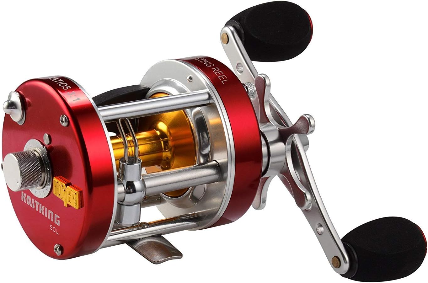 KastKing Rover Round Baitcasting Fishing Reels, Perfect Reel for Catfish | Max Drag: 30 lb, 4+1 BB, 22.8 oz, Reinforced Metal Body, Carbon Fiber Drag System, Oversized Non-Slip TPE Grips
