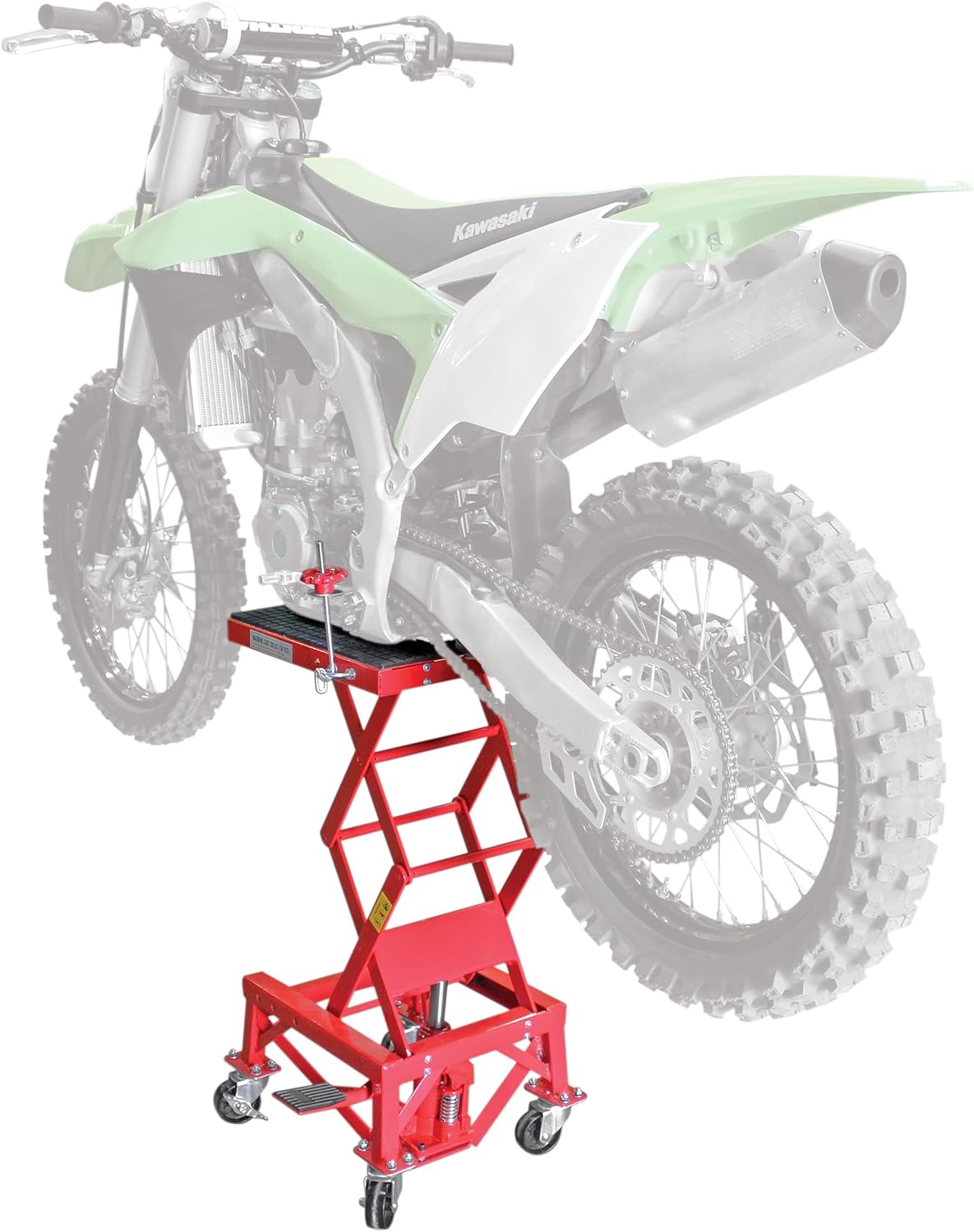 Extreme Max 5001.5083 Ultra-Stabile Hydraulic Motorcycle Lift Table with Foot Pad Lift Function - Raises Bikes from 13.25" to 34"