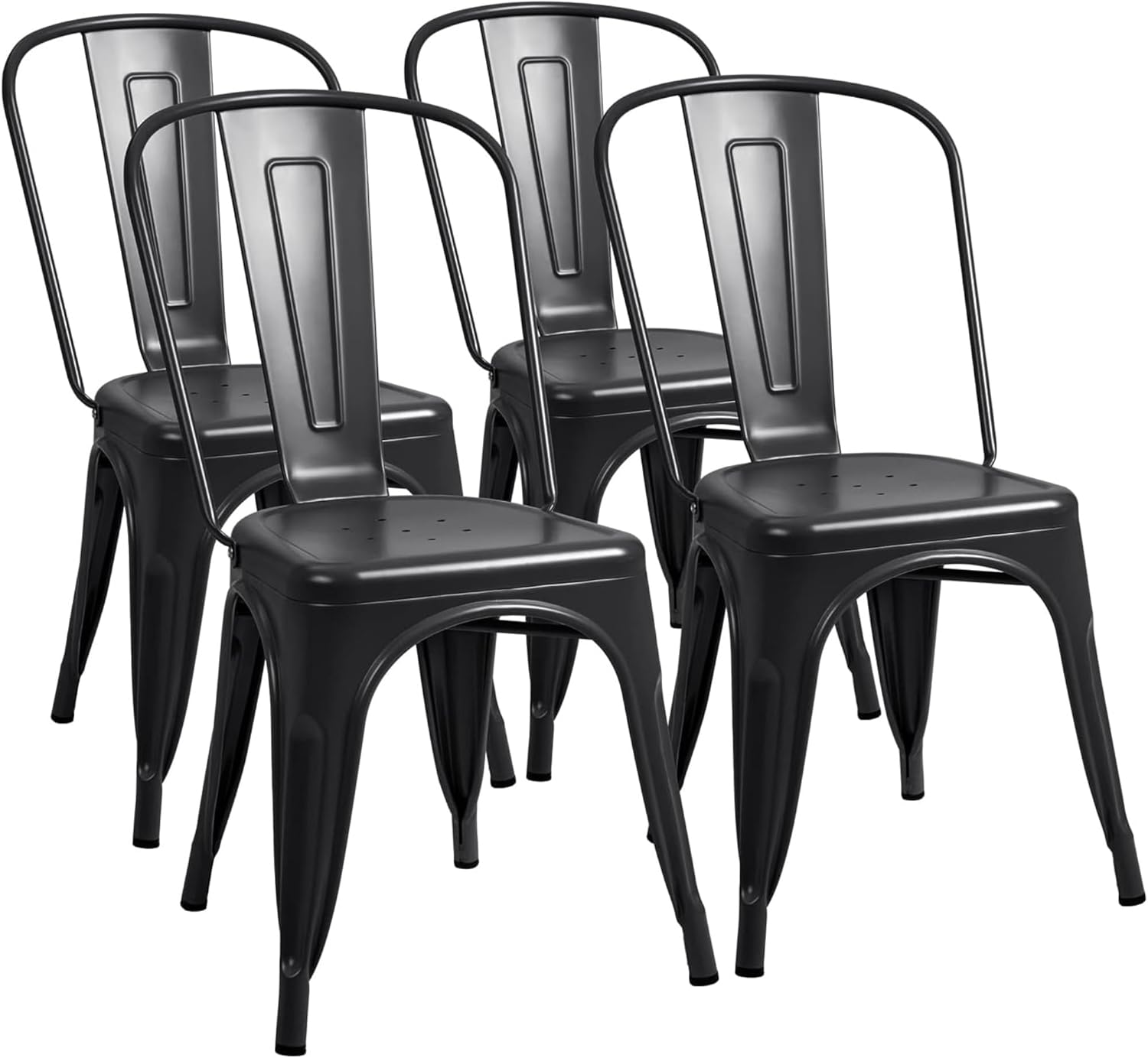 Furmax Metal Dining Chair Indoor Outdoor Use Stackable Classic Trattoria Chair Chic Dining Bistro Cafe Side Metal Chairs Set of 4 (Ivory White)