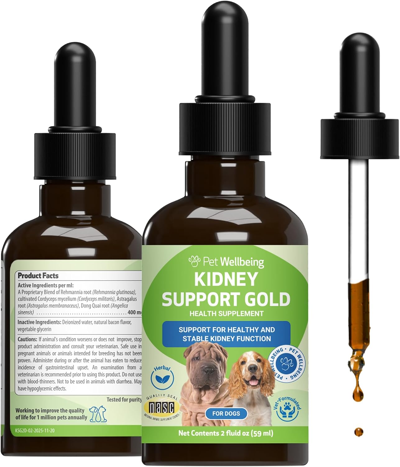 Pet Wellbeing Kidney Support Gold for Dogs - Kidney Care & Hydration, 2 oz