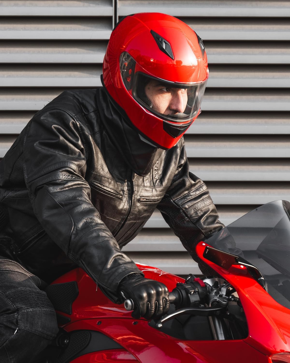 ILM Full Face Motorcycle Street Bike Helmet with Removable Winter Neck Scarf + 2 Visors DOT Model ILM-313