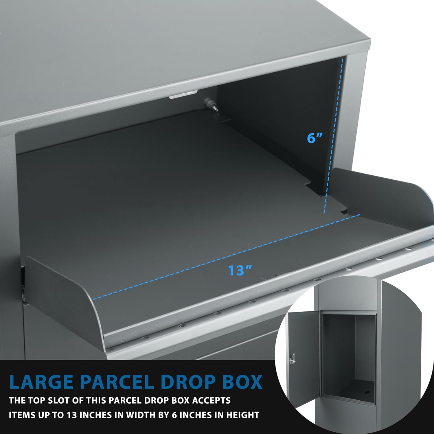 Barska Large Package Delivery Parcel Mail Steel Drop Box for Porch with Tamper-Resistant Drop Slot & Key Lock