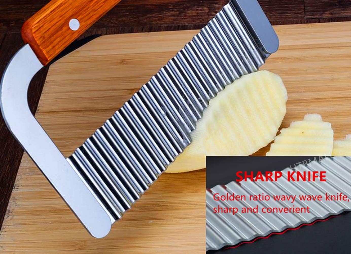 Crinkle Cutter, French Fry Cutter for Potatoes, Upgraded Stainless Steel Blade