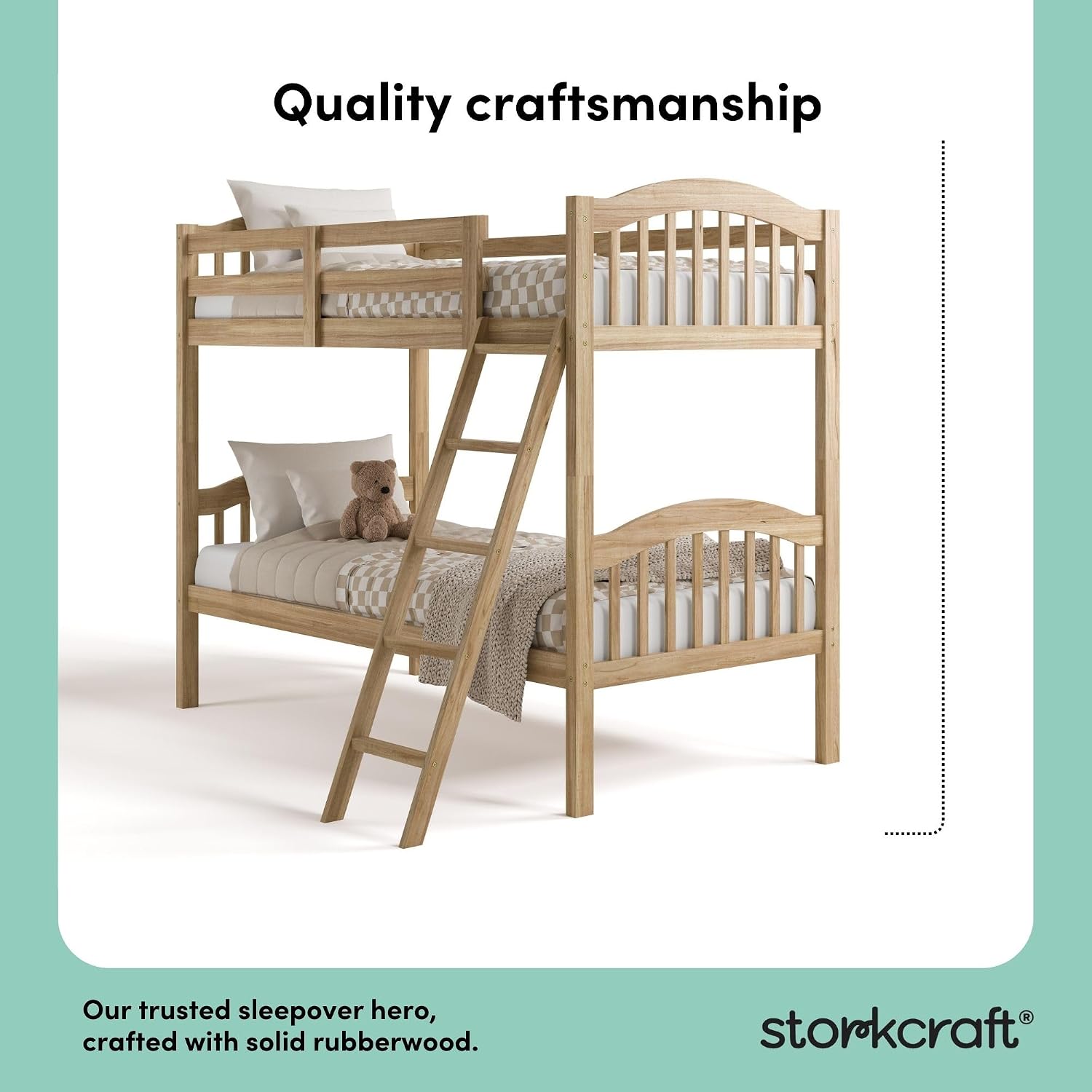 Storkcraft Long Horn Twin-Over-Twin Bunk Bed, White | GREENGUARD Gold Certified, Converts to 2 Individual Twin Beds, Wood Bunk Bed for Kids Bedroom, No Box Spring Required