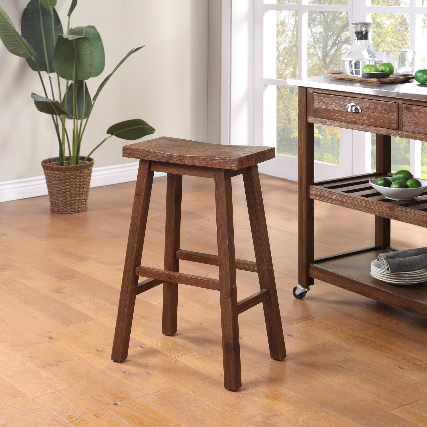 Boraam Sonoma Saddle Stool, Chestnut
