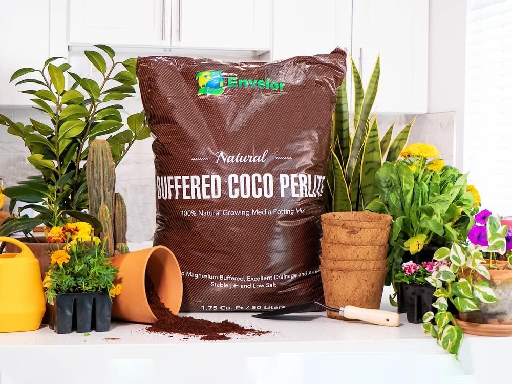Envelor Organic Coco Coir Brick 10 Lbs. Coir Block Coconut Fiber Growing Medium Potting Soil Mix Coco Peat Media Coir Pith Indoor Outdoor Planters Vegetable Garden Beds