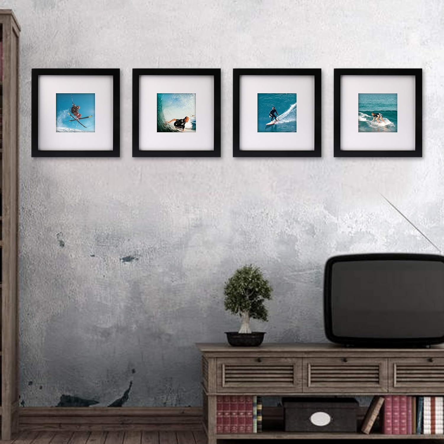 WUTL 8x8 Black Picture Frames Square