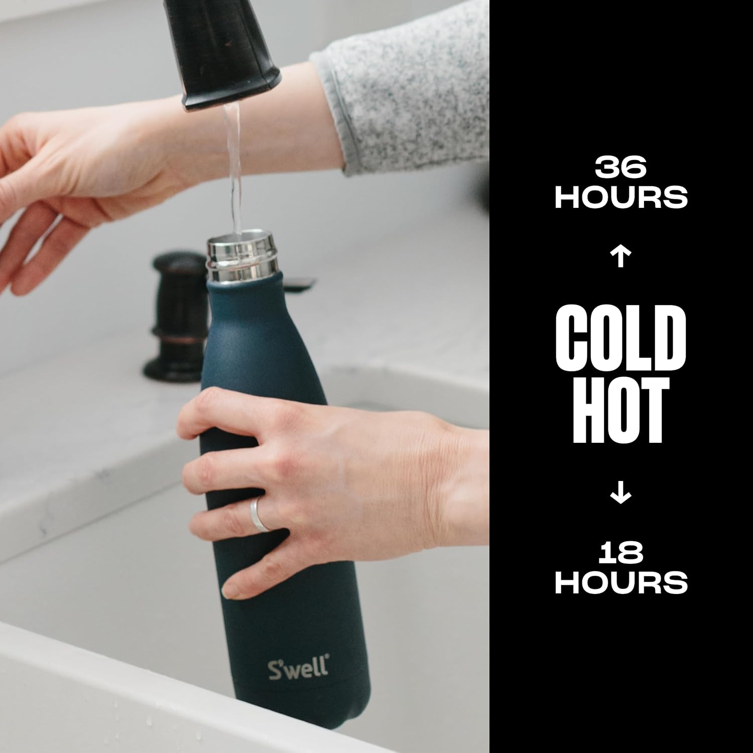 S'well Stainless Steel Water Bottle, 17oz, Blue Suede, Triple-Layered Vacuum Insulated Containers Keeps Drinks Cold for 36 Hours and Hot for 18, BPA Free, Perfect for On the Go