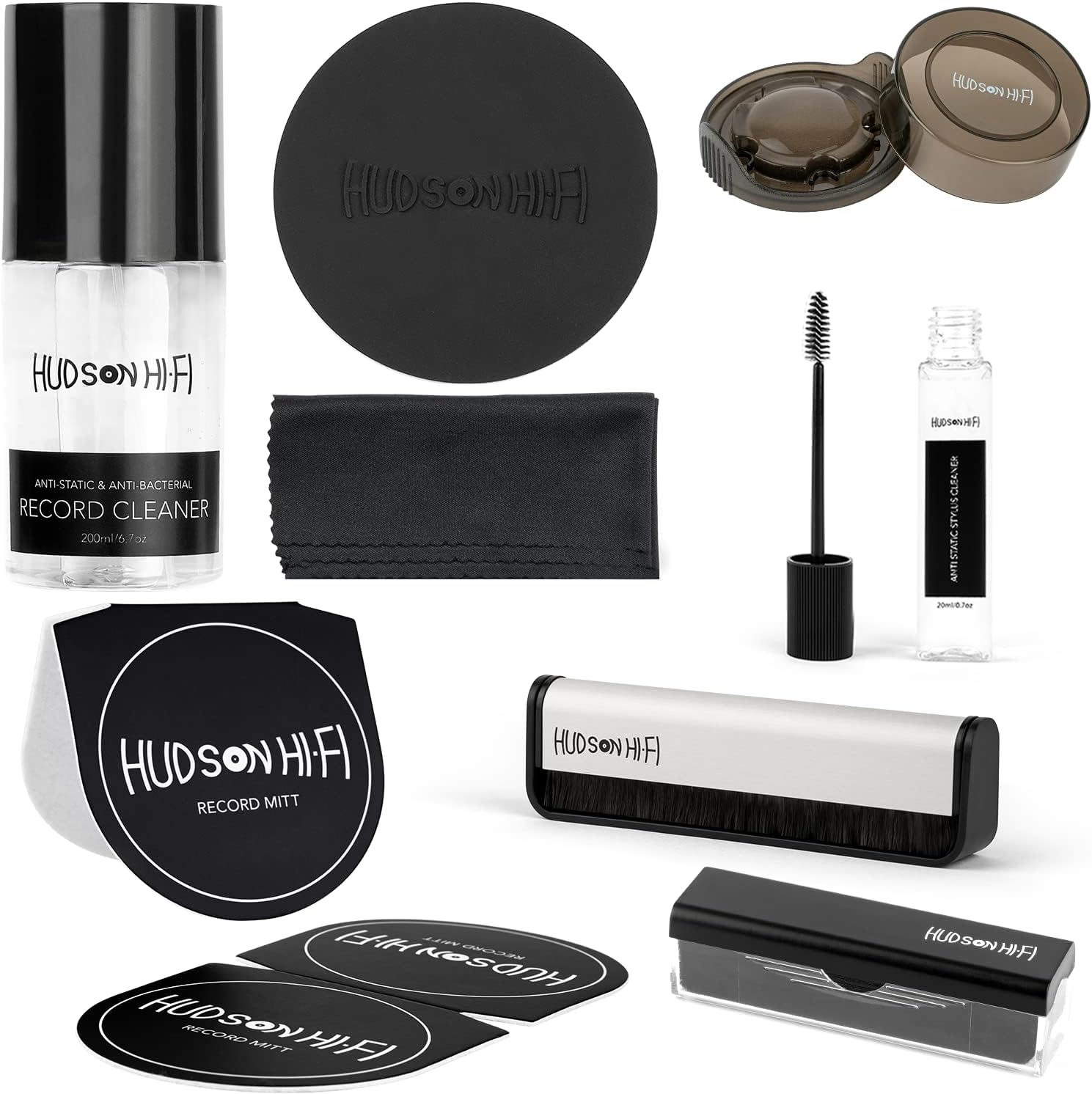 9-in-1 Vinyl Record Cleaning Kit – Anti-Static Cleaner, Carbon Fiber & Velvet Brushes, Stylus Gel, Microfiber Cloth