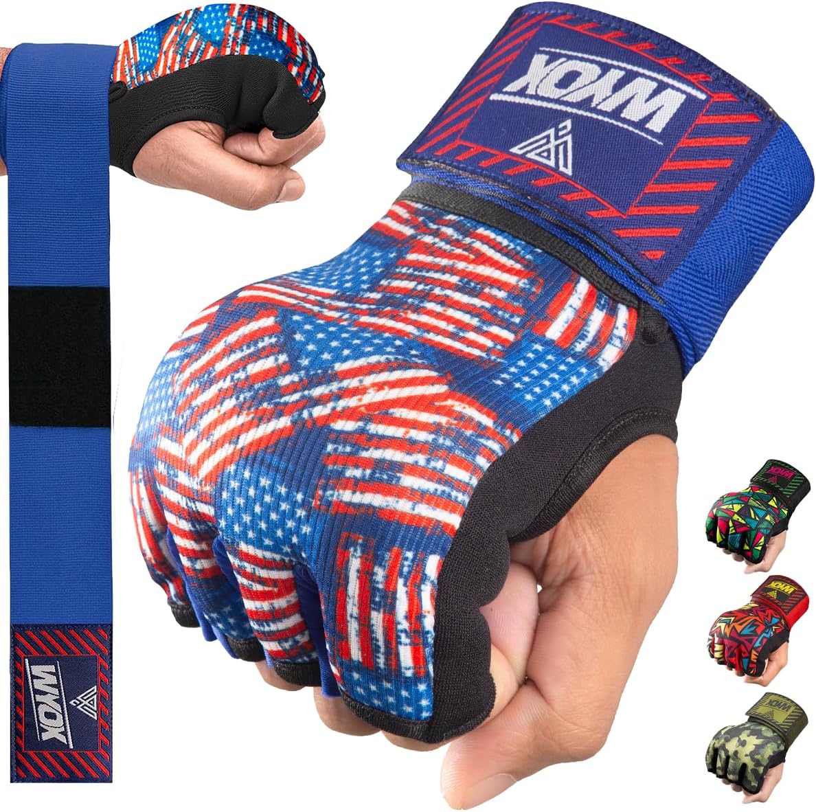 WYOX Neoprene Gel Boxing Hand Wraps Inner Gloves for Men & Women – 80cm/31in Quick Wrist Strap, Padded Knuckle Protection
