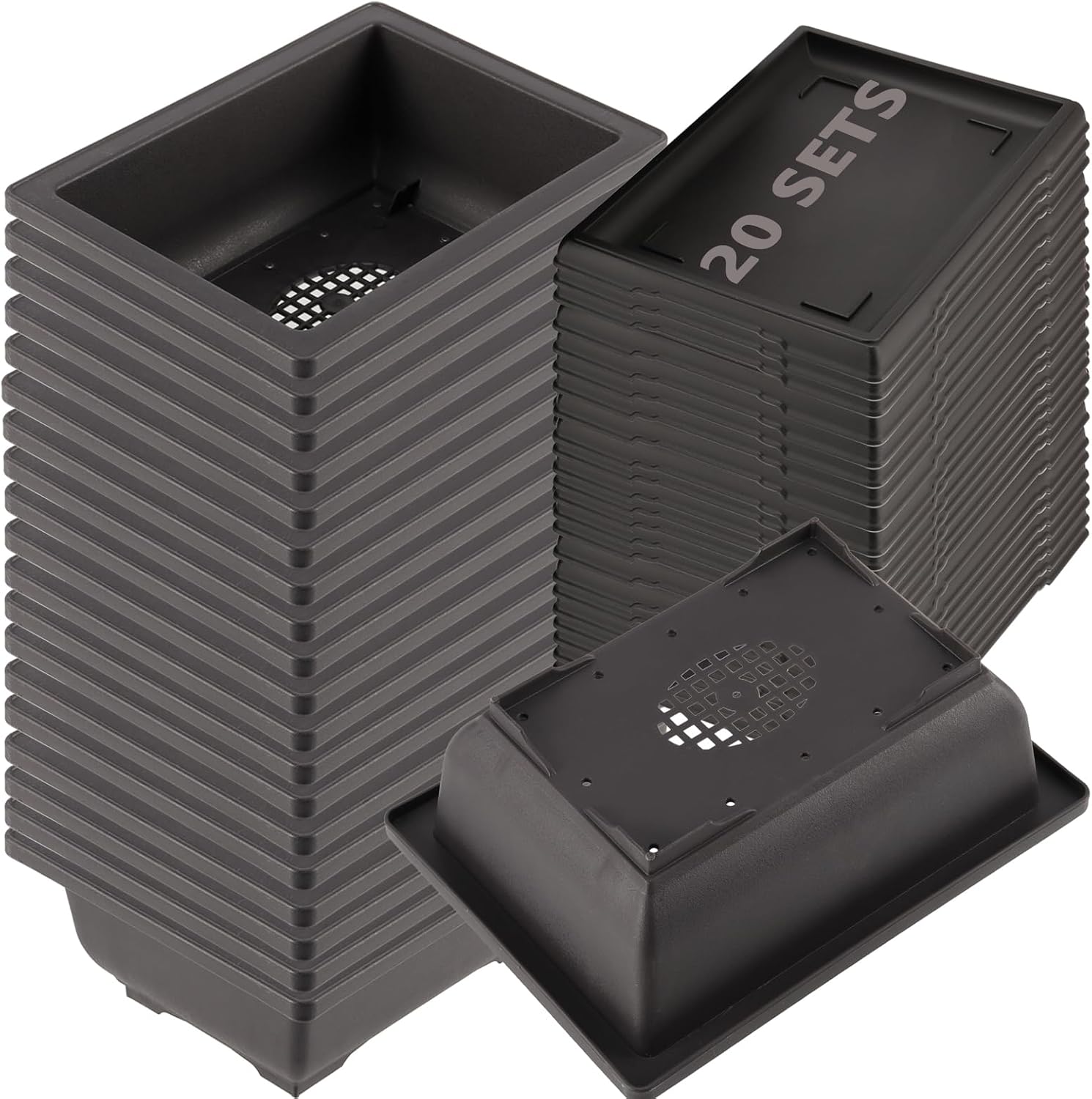 KINJOEK 25 PCS 6.5 Inch Plastic Bonsai Training Pots, Rectangular Plant Bonsai Tree Pot