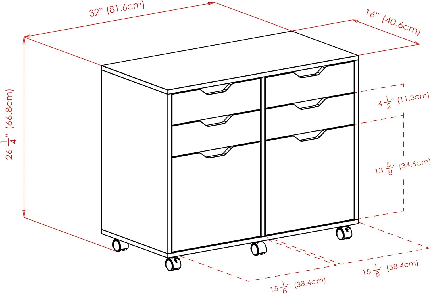 Winsome Halifax Mobile Storage Cabinet with Doors & Drawers, Stylish & Functional Home Storage Cabinet for Filing, Kitchen Organization, Moveable Furniture for Office, Dorms, Apartments