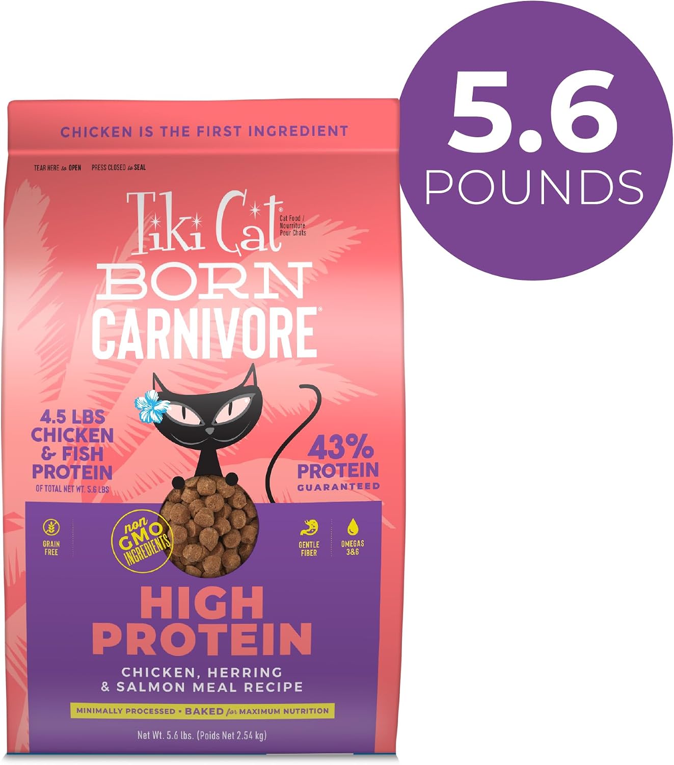 Tiki Cat Born Carnivore Dry Cat Food, Deboned Chicken & Egg, 2.8 lbs. Bag