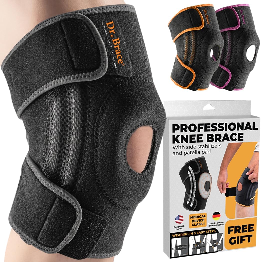DR. BRACE ELITE Knee Brace with Side Stabilizers & Patella Gel Pads for Maximum Knee Pain Support and fast recovery for men and women-Please Check