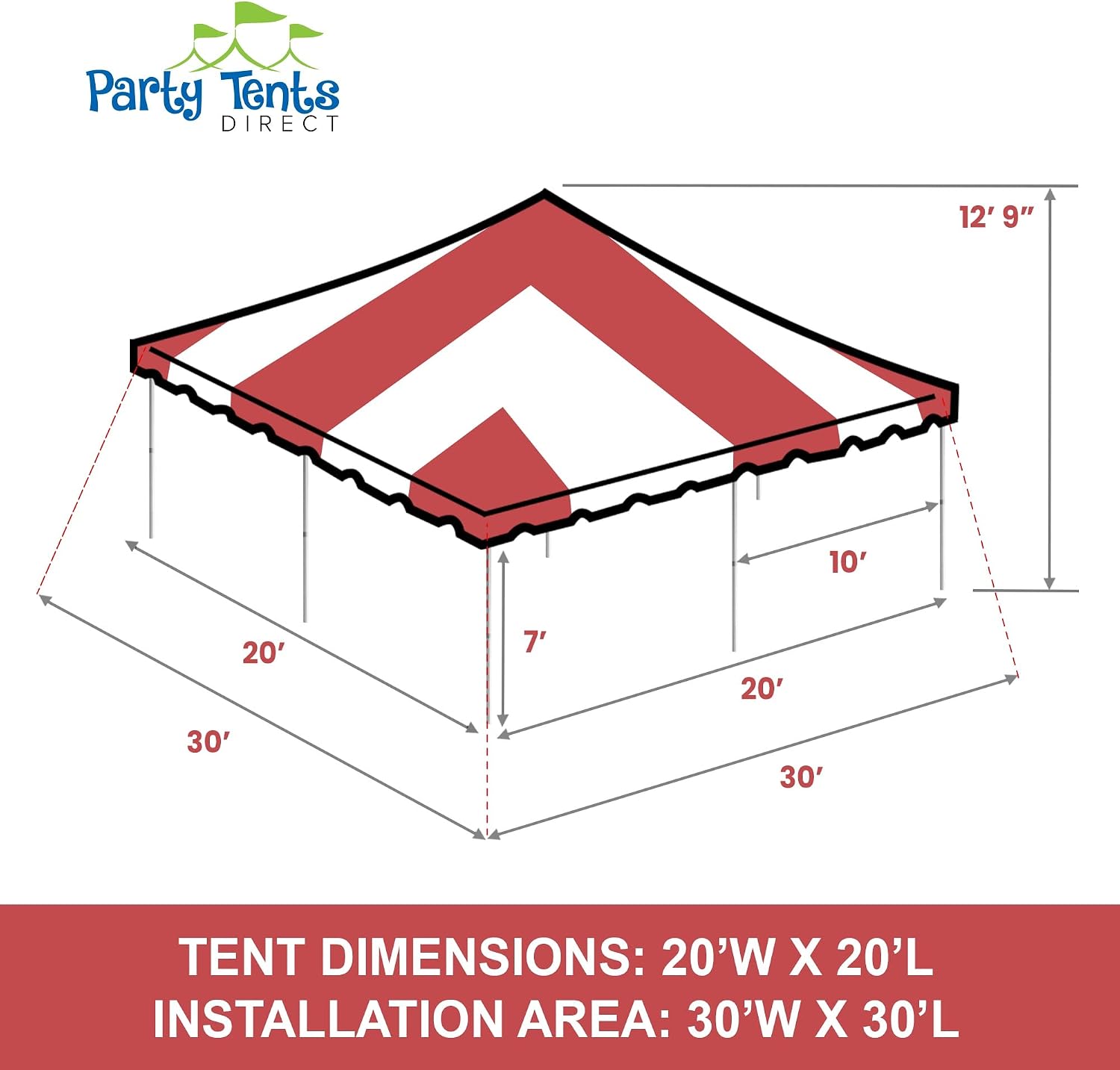20’ x 20’ Weekender Canopy Pole Tent, Indoor and Outdoor Heavy Duty Easy Up, 80 Person Capacity Tent for Parties, Weddings, and Events, Commercial and Residential Use, PVC White Top | Easy Up Weekender Canopy Tent With 80 Person Capacity - Outdoor Canopi…