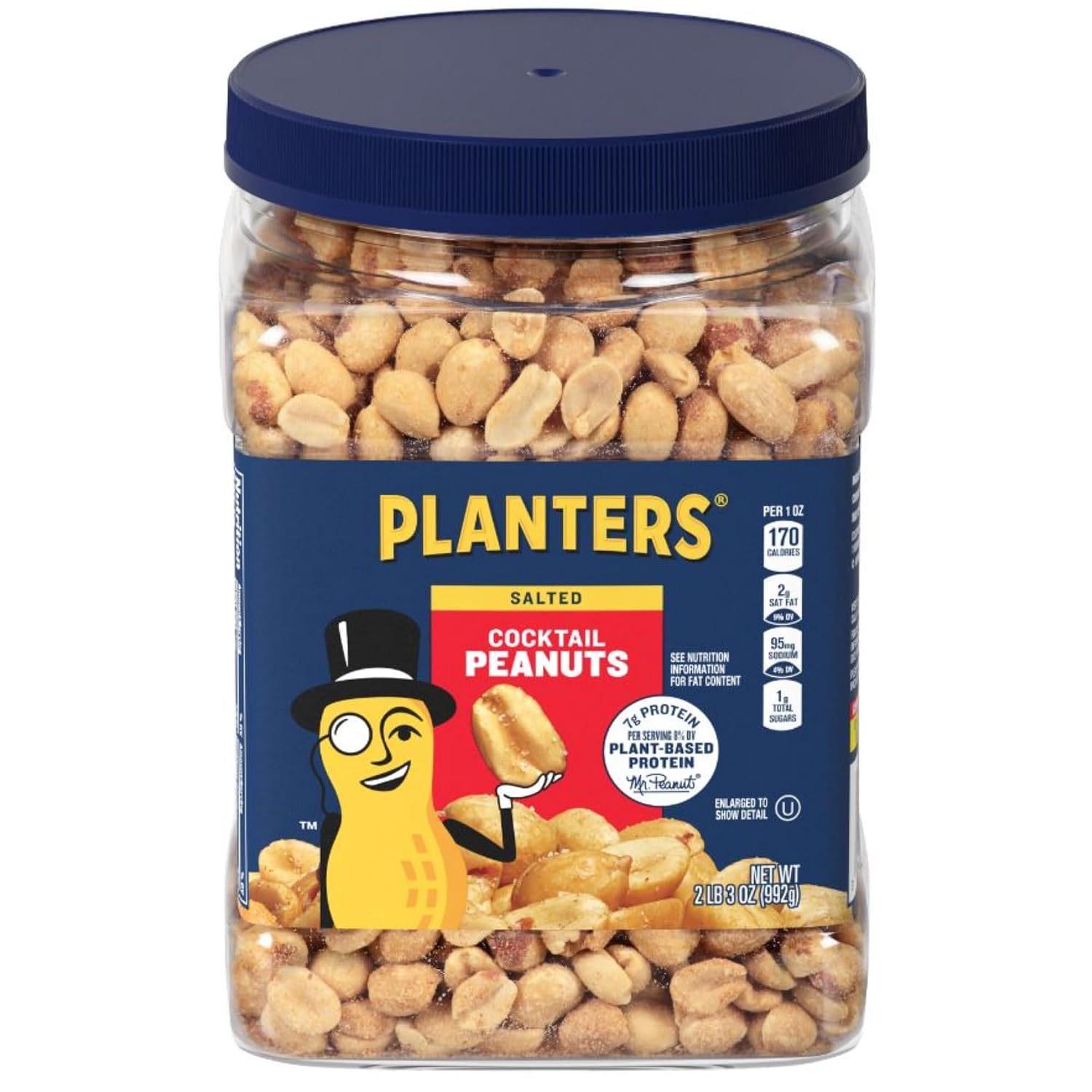 PLANTERS Salted Peanuts, Plant Based Protein Snacks, 2.19lbs (1 Ct)