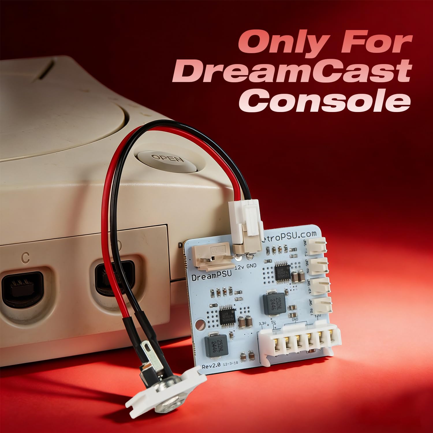 BITFUNX DreamPSU2.0 Power Supply 12V Replacement Kit - Fully Compatible with GDEMU, USB-GDRom and Original DreamCast GDROM Disc Drive