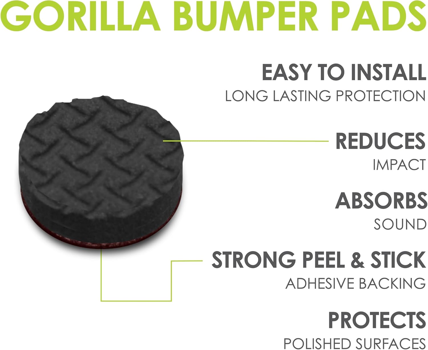 Slipstick GorillaPads CB149 Non-Slip Furniture Pads/Rubber Grippers (Set of 8) Self-Adhesive Furniture Feet Floor Protectors, 1-1/2 inch Round, Black