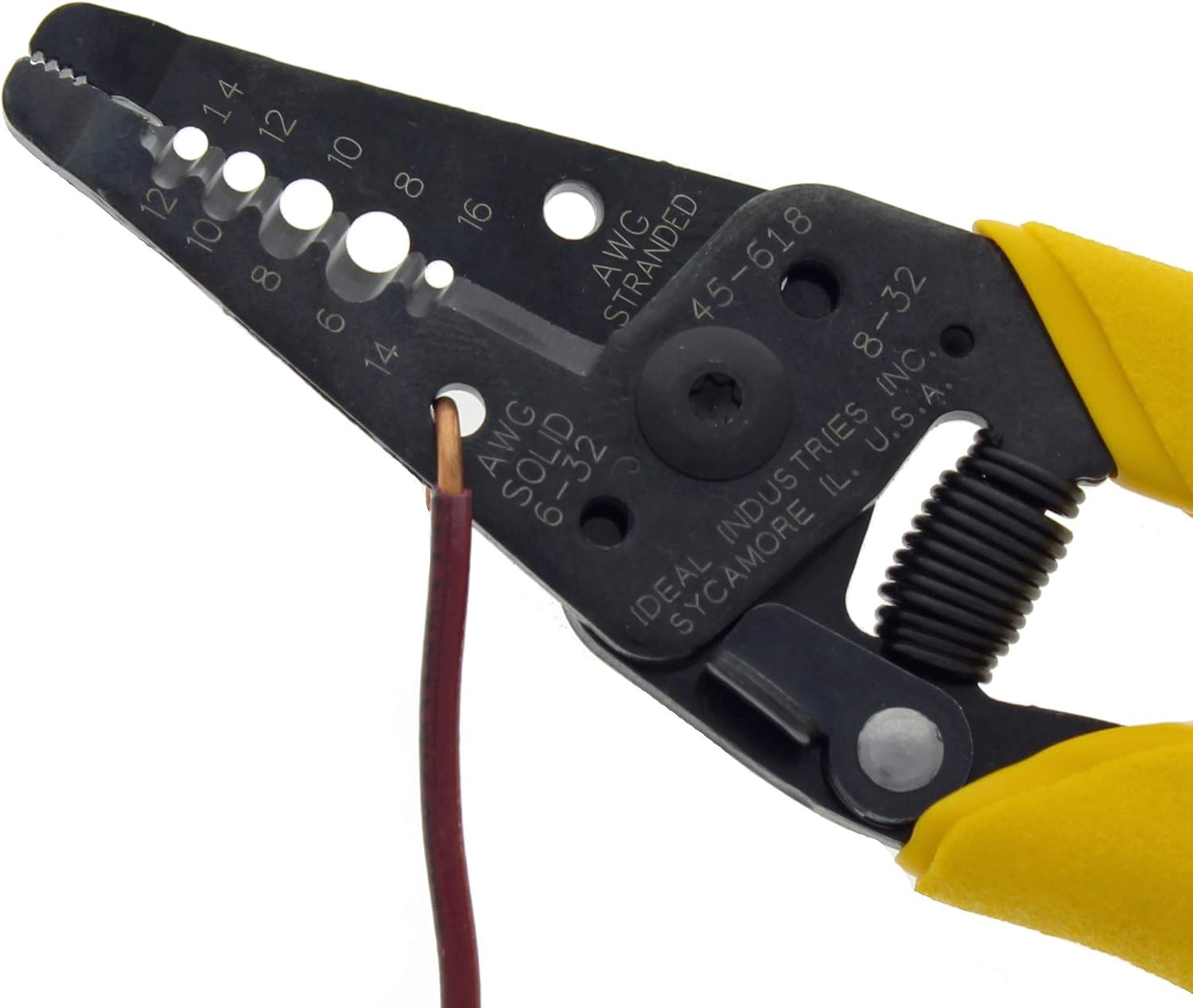 IDEAL Electrical Reflex Super T-Stripper Wire Strippers, 8–16 AWG Solid, 10–18 AWG Stranded, Ergonomic Wire Cutter and Stripping Tool with Textured Sleeves, Locking Handle
