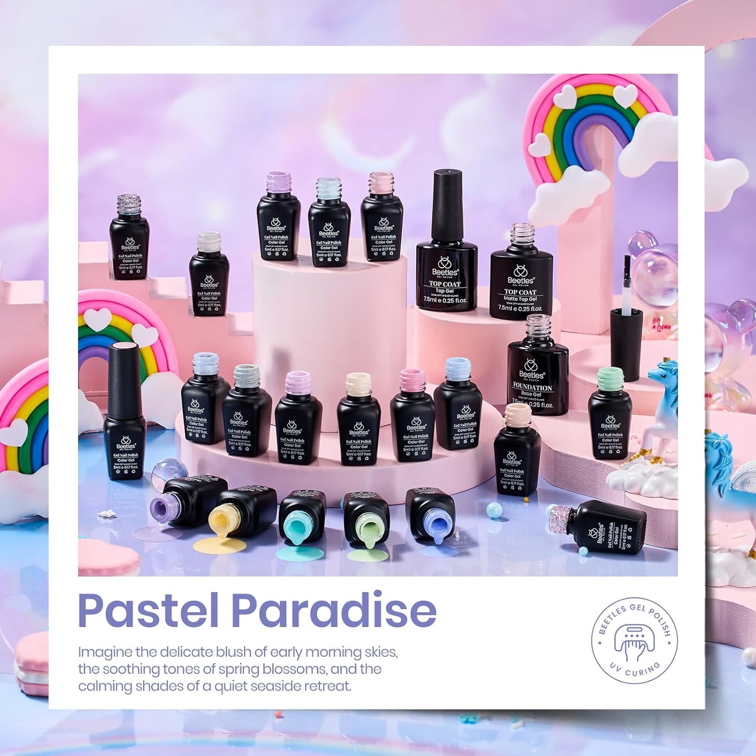 Beetles Gel Nail Polish Set with Base Glossy Matte Top Coat Macaron Gel