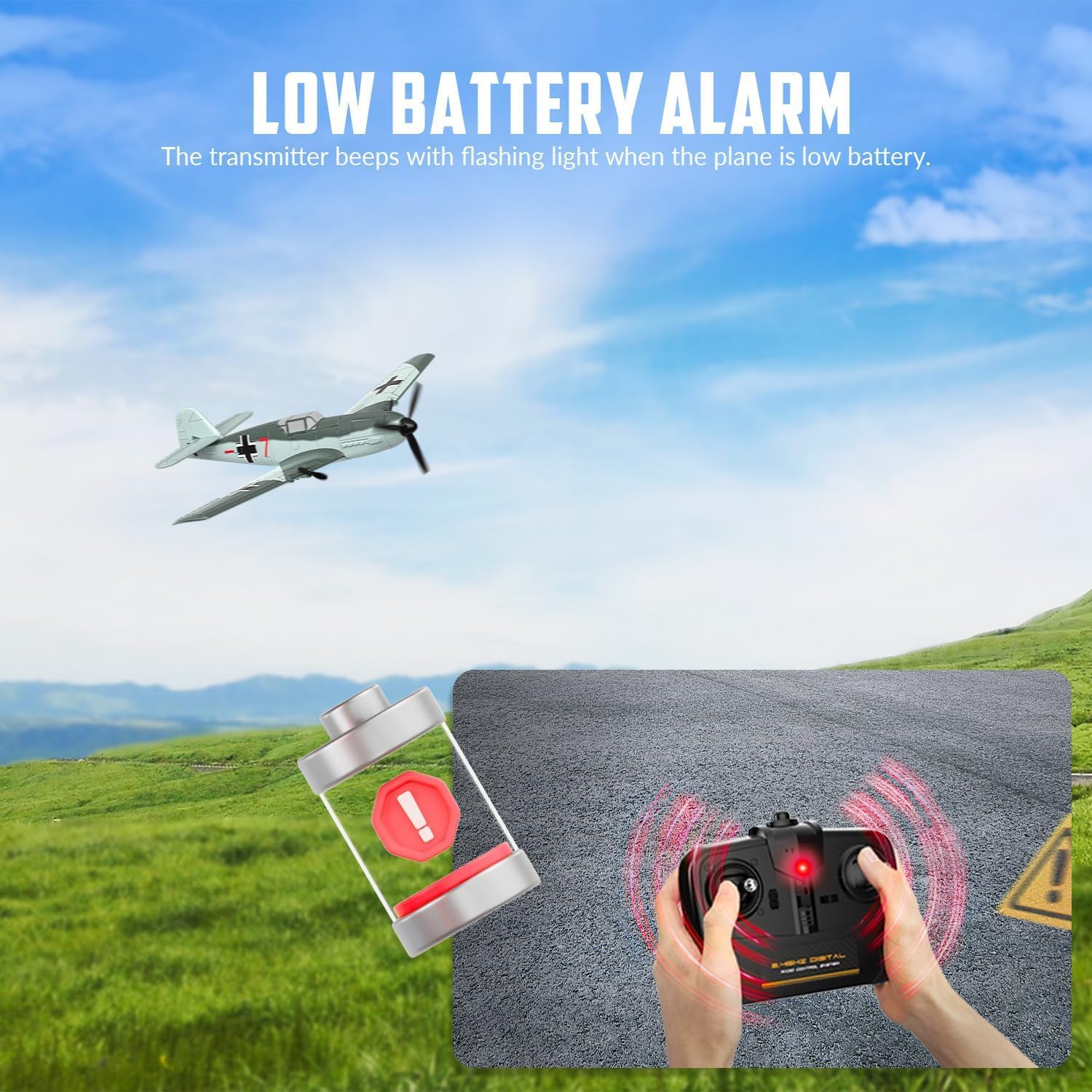 volantexrc RC Plane, 3 Channel Remote Control Plane for Beginners & Adults | Spitfire Fighter RTF, 6-Axis Gyro, 2.4GHz Radio Controlled Aircraft, Easy to Fly