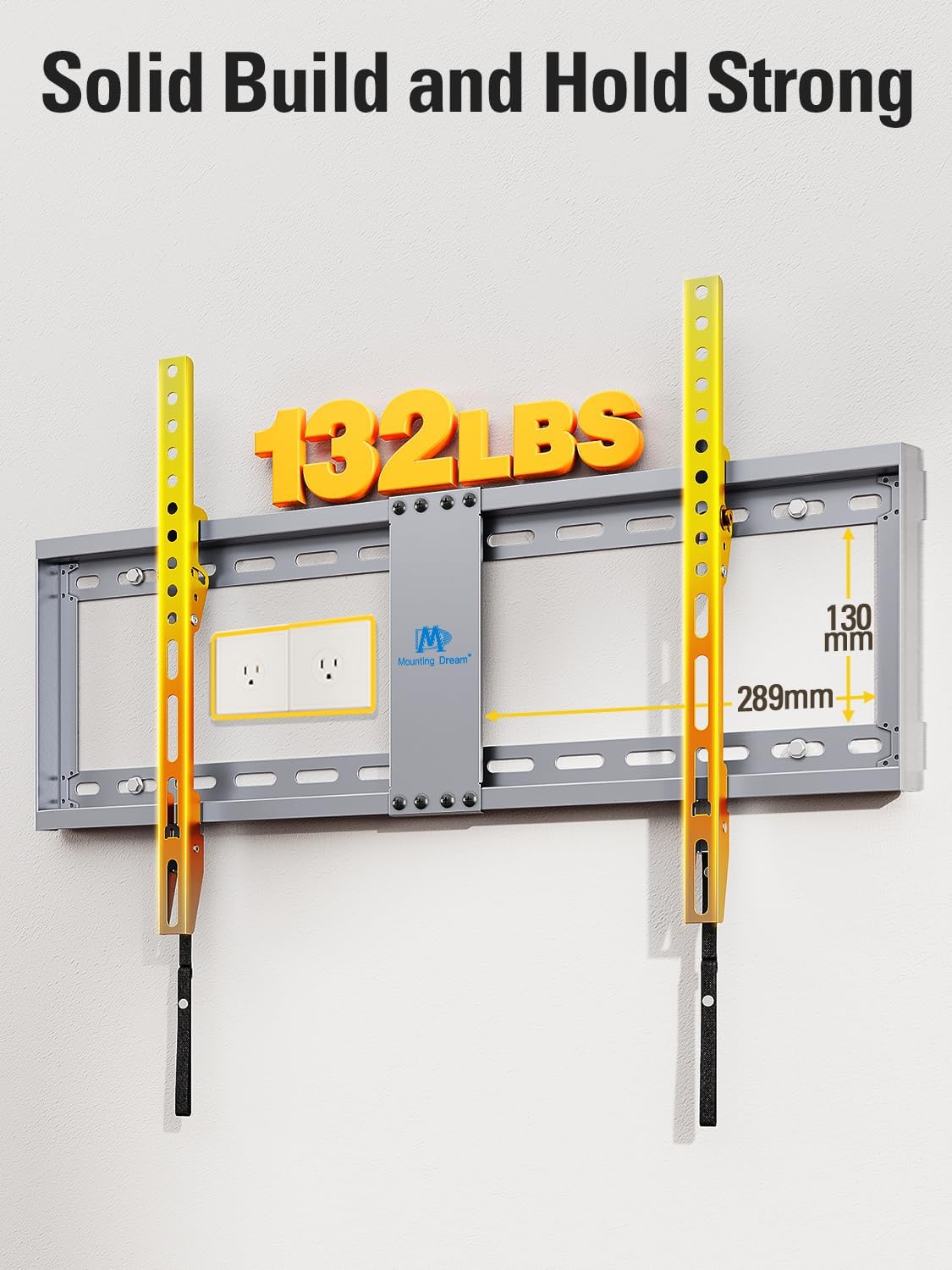 Mounting Dream Tilting TV Wall Mount for Most 37-90 Inch TVs up to 132lbs | Low Profile TV Mount Fits 16", 18", 24" Studs, Max VESA 600x400mm, Wall Mount TV Bracket with Quick Lock & Release, MD2268-LK
