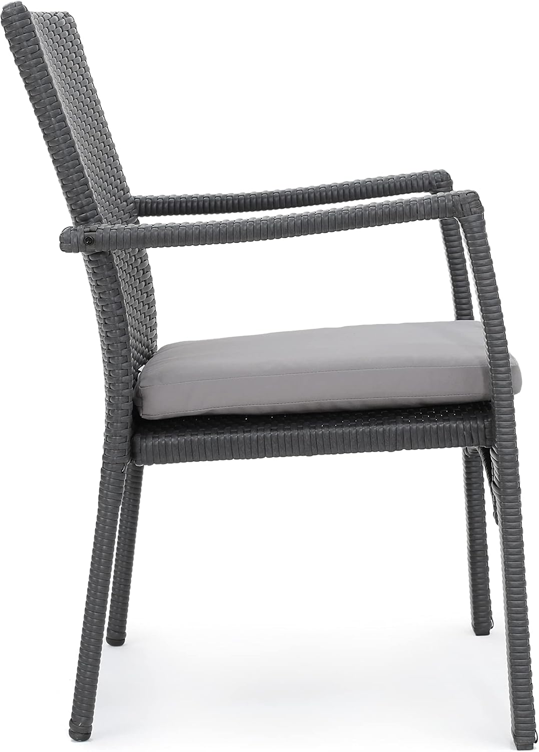Christopher Knight Home Corsica Outdoor Wicker Dining Chairs with Cushions, 2-Pcs Set, Grey