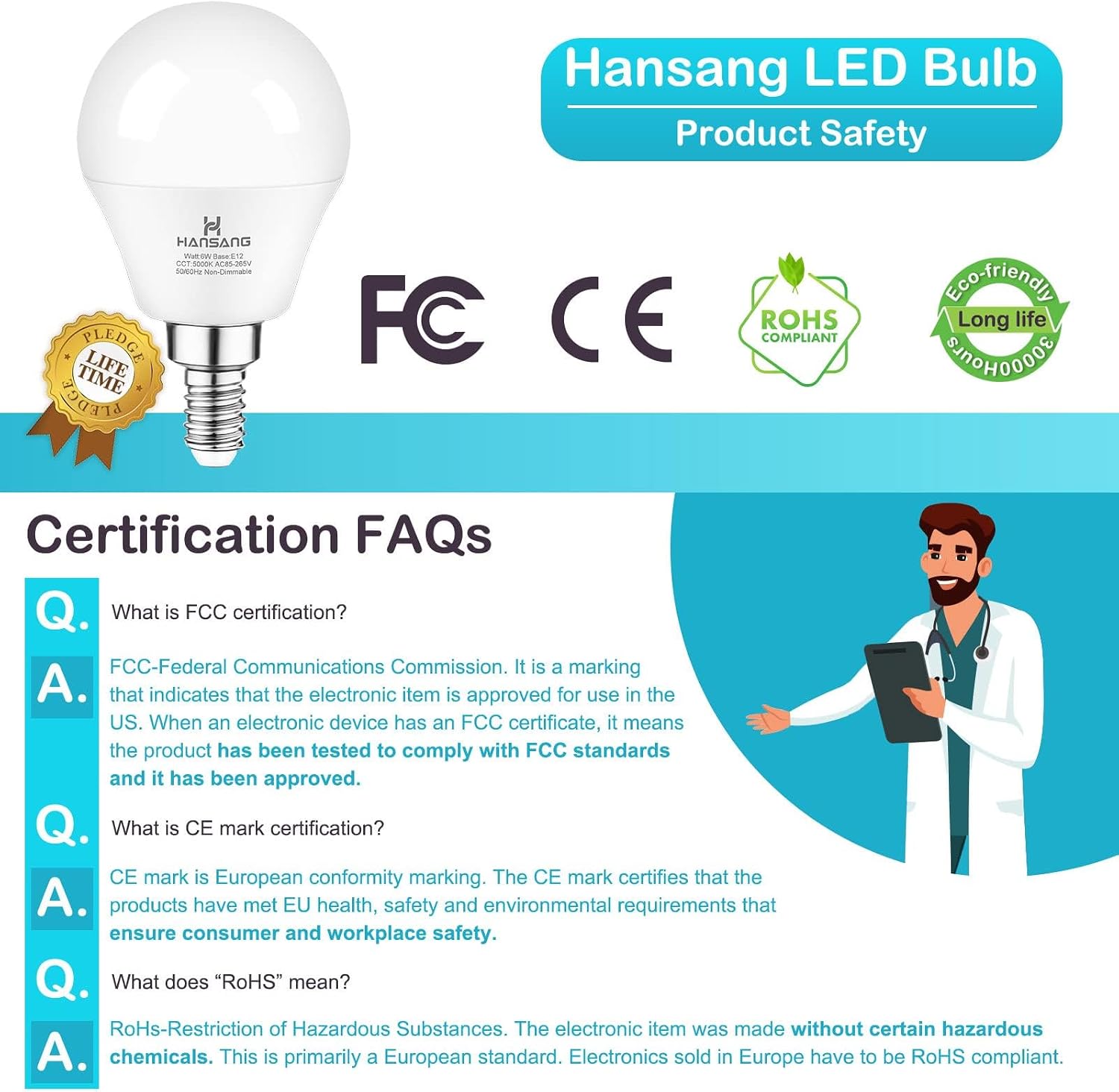 E12 LED Bulb 60W Equivalent Candelabra Light Bulbs 2700K Warm White | Small Base Light Bulb, 6W A15 LED Ceiling Fan Light Bulbs, CRI85+, 120V 600LM Round Bulb for Chandelier, Non-Dimmable 6 Pack