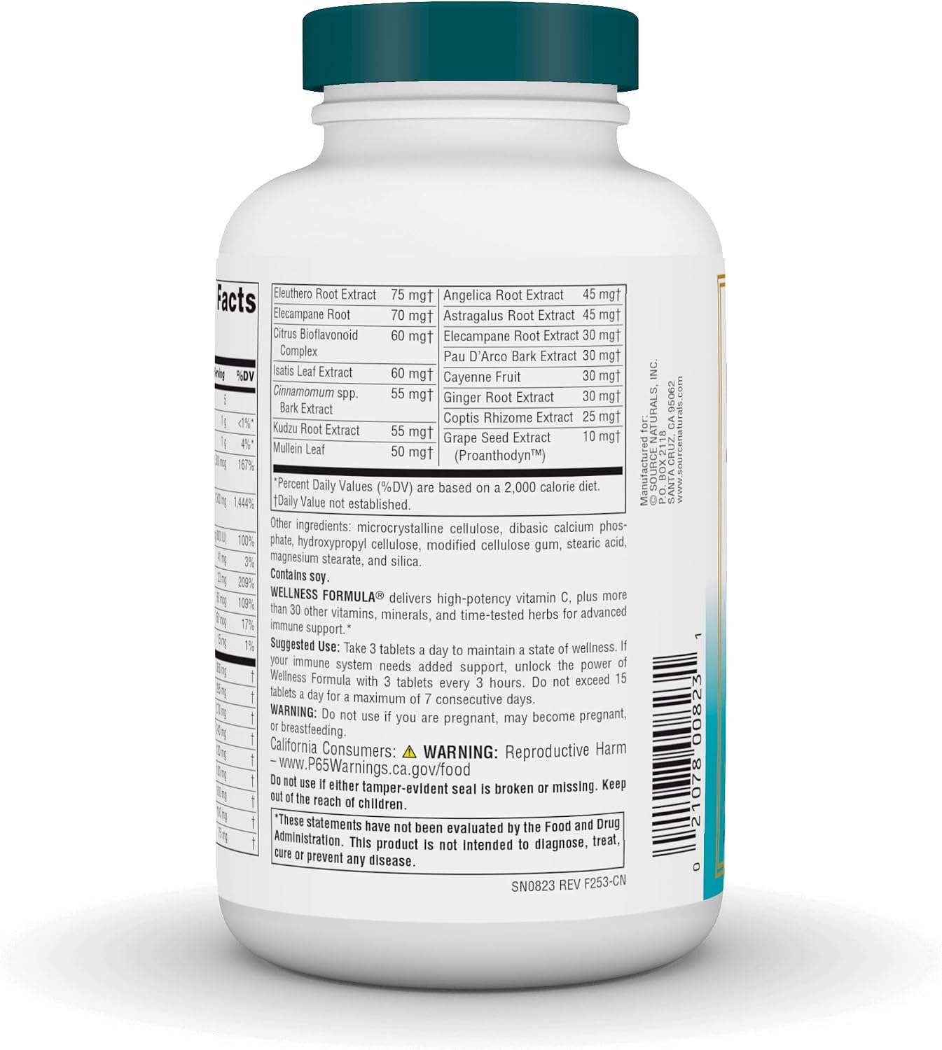 Source Naturals Wellness Formula, Advanced Immune Support* - 180 Tablets | Bio-Aligned Vitamins & Herbal Defense with Vitamin C Plus 30 other Vitamins, Minerals & Herbs for Immune System Support*