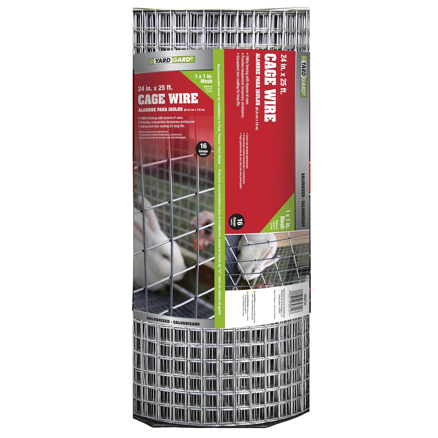 YARDGARD 1 in. Mesh Welded Wire Fence Roll, 36 in. x 100 ft., 16 Gauge Galvanized Steel Wire Fence for Rabbit Fence, Cage Wire, Chicken Wire Alternative, Garden Fence and Small Animal Enclosures
