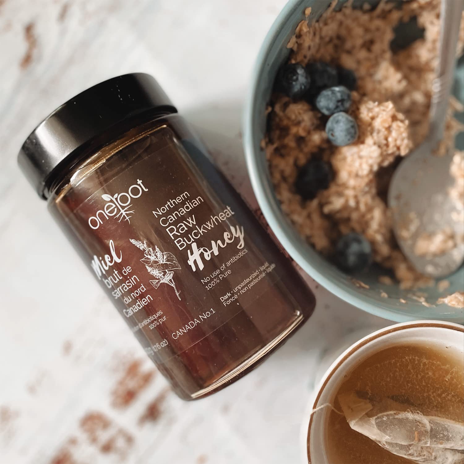 OneRoot Raw Buckwheat Honey – 500g / 17.6oz, Unheated & Unprocessed Dark – Nutrient-Rich, Antioxidant-Packed Natural Sweetener – Pure & Unfiltered Honey