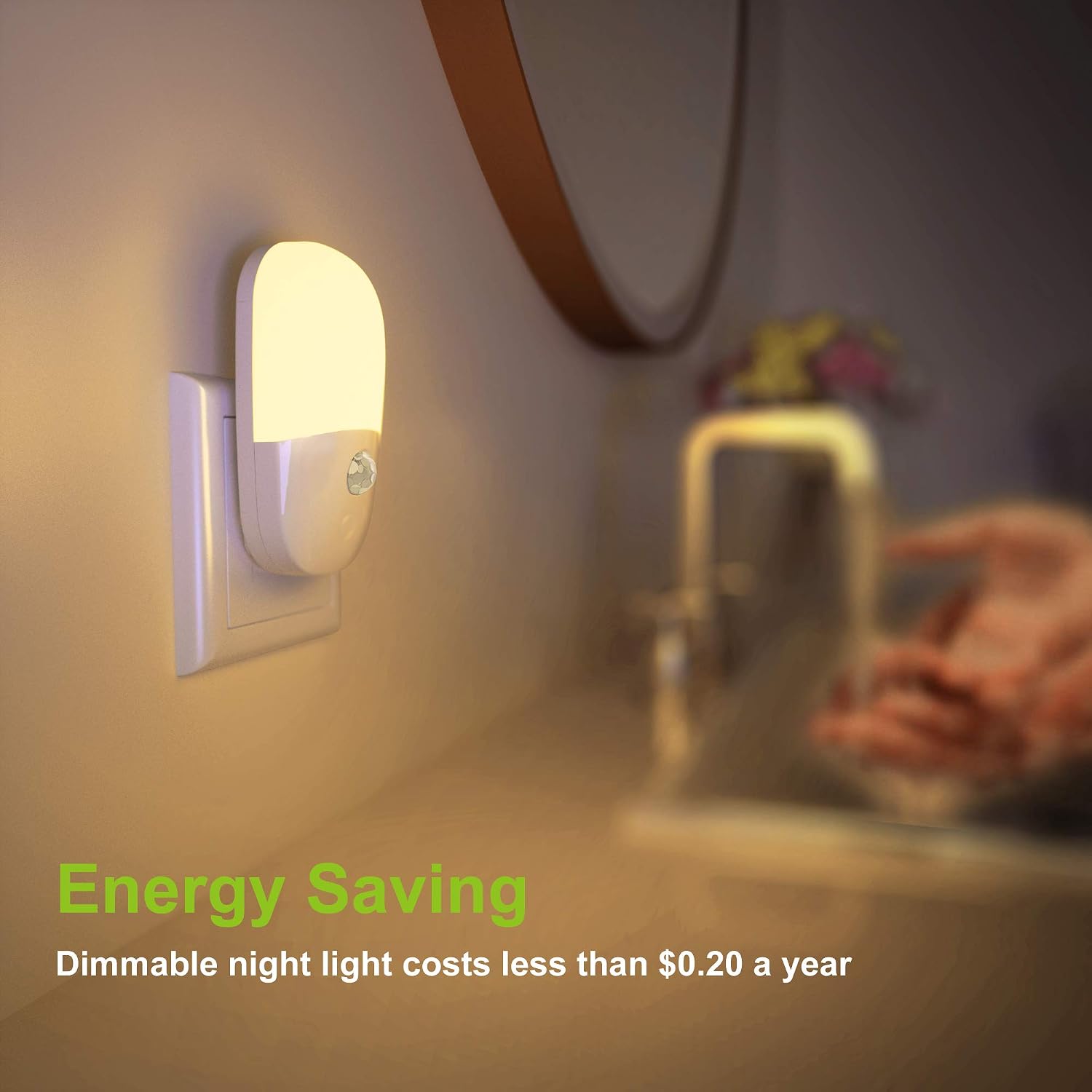 MAZ-TEK Plug in Motion Sensor Dimmable Night Light, Soft Warm White LED Nightlight with Dusk to Dawn Motion Sensor, Adjustable Brightness for Bedroom